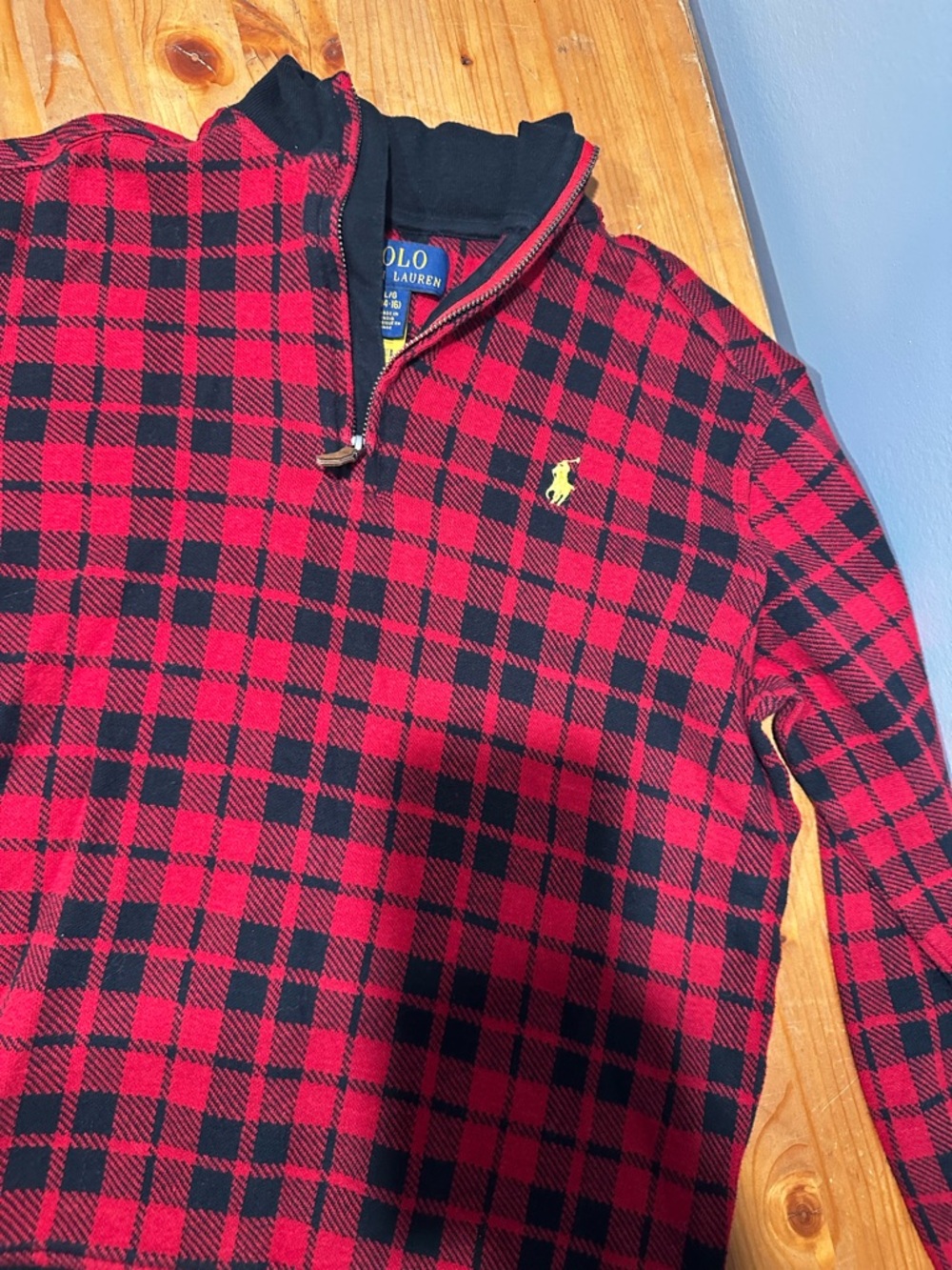 Polo by Ralph Lauren Red and Black Plaid Half-Zip Pullover
